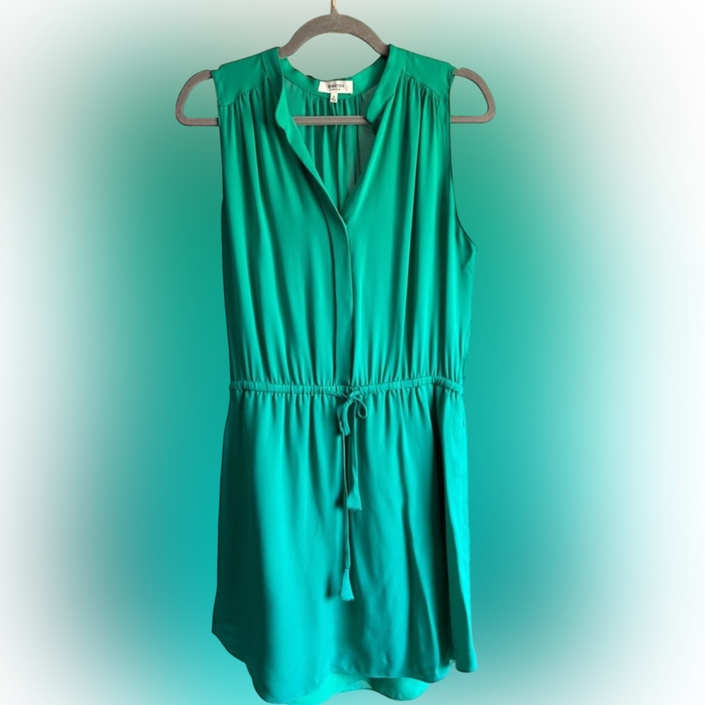 Babaton Silk Mini Dress in Deep Green - Picture 2 of 5